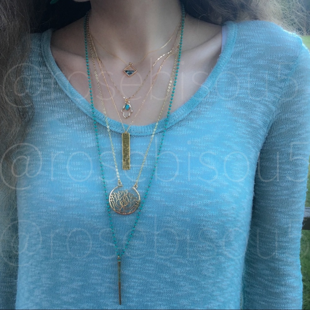 🆕{✨E&L🌙}Delicate Gold +Abalone Layering Necklace - Picture 7 of 8